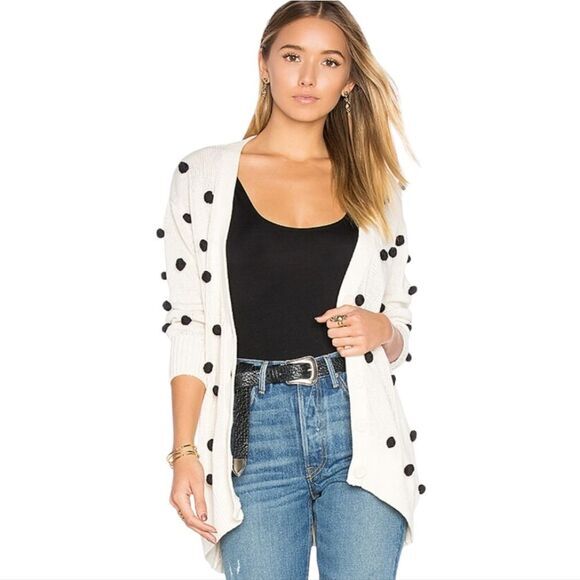 The Great The Bobble Cardigan Cream And Black Pom-Pom Accents Women's 1 -  Small - Picture 1 of 11
